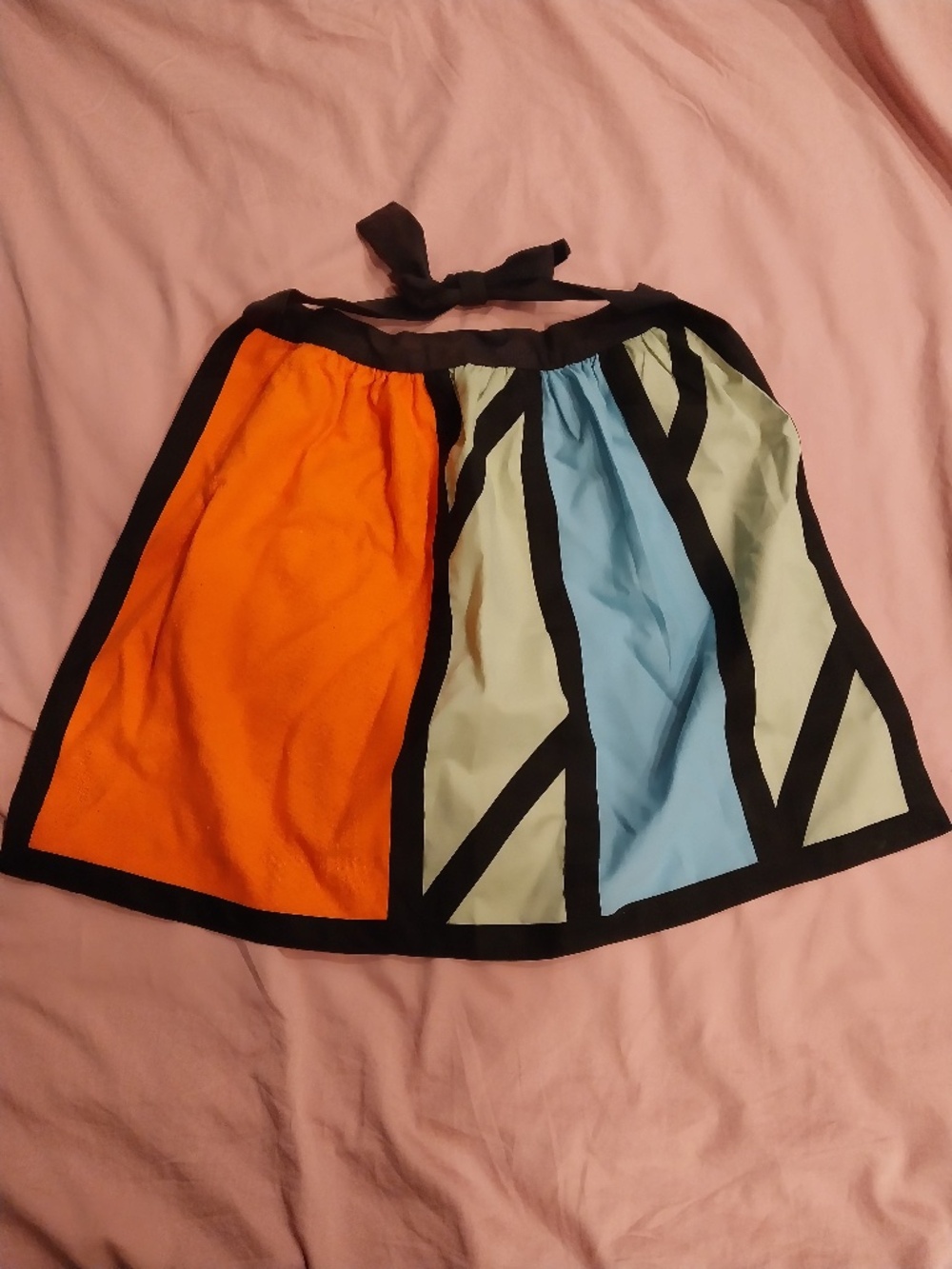 Vintage Geometric Half-Apron with 60s Flair